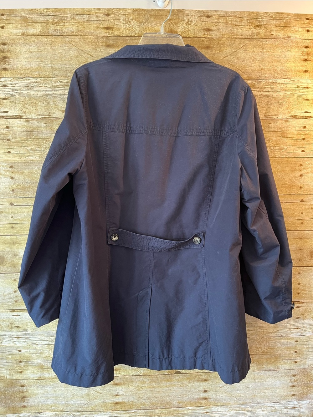 Eddie Bauer Women’s Navy Double-Breasted Mid-Length Trench Coat EUC Plus Size 1X - Picture 5 of 5